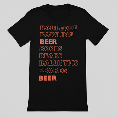 Barbeque. Bowling. Beer. Boobs. Bears