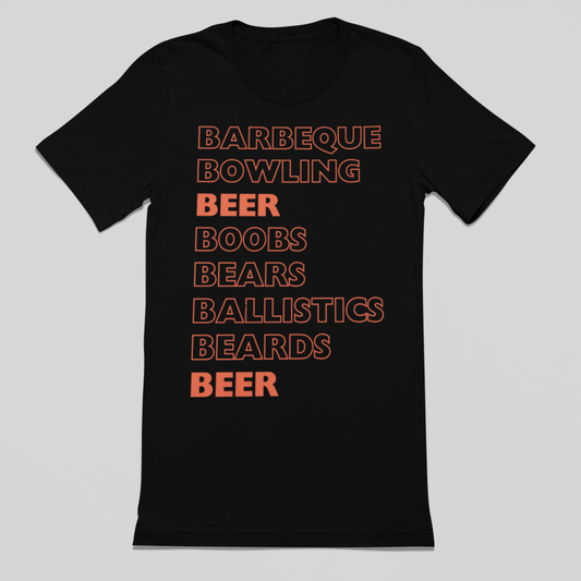 Barbeque. Bowling. Beer. Boobs. Bears